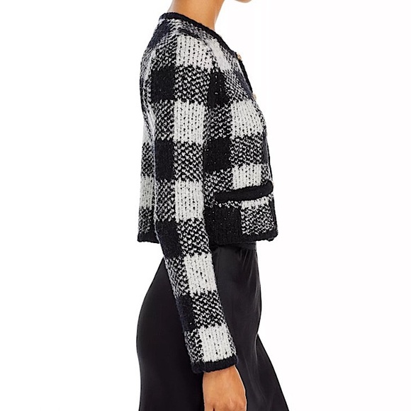Sea New York Chiyo Check Cropped Cardigan, Medium - Picture 2 of 11